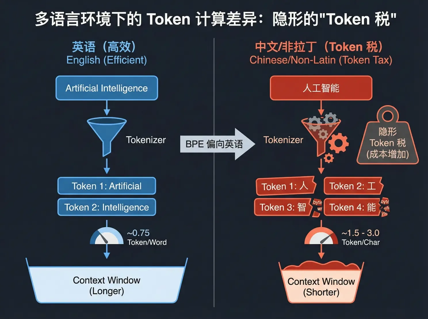Token-count differences across languages